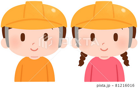 ヘルメットをかぶる男の子と女の子 ヘルメットをかぶる男の子と女の子 81216016