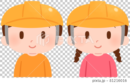 ヘルメットをかぶる男の子と女の子 ヘルメットをかぶる男の子と女の子 81216016