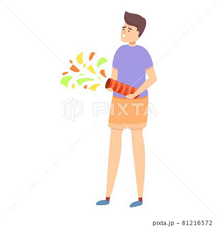 Boy confetti icon cartoon vector. Birthday celebrate Boy confetti icon cartoon vector. Birthday celebrate 81216572