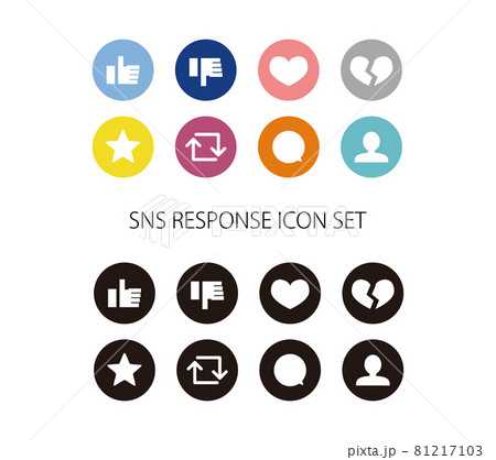 スマートフォン SNSの反応イメージアイコンセット スマートフォン SNSの反応イメージアイコンセット 81217103