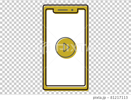 スマートフォン　動画再生イメージイラスト　ラインイラスト　正面 81217113