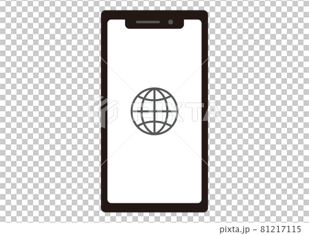 スマートフォン インターネット接続のイメージイラスト モノクロ 正面のイラスト素材