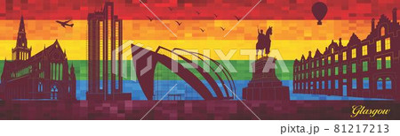 Glasgow on LGBT flag background 81217213