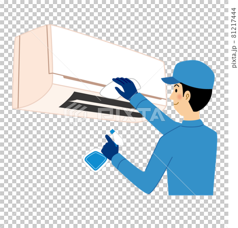 Cleaning man cleaning the air conditioner 81217444