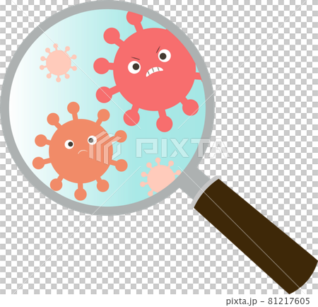 虫眼鏡で見るウイルス 81217605