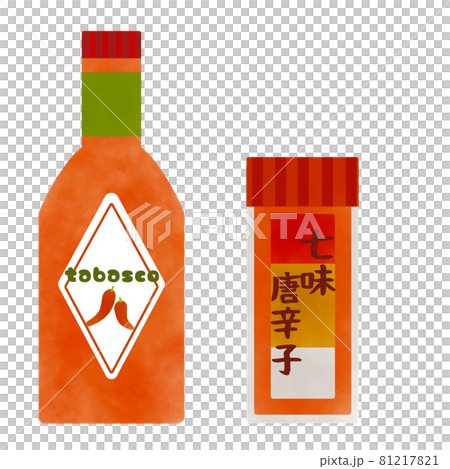 Watercolor style illustration of Tabasco and Shichimi Watercolor style illustration of Tabasco and Shichimi 81217821