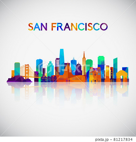 San Francisco skyline silhouette in colorful geometric style. 81217834
