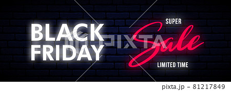 Black Friday neon long horizontal banner. Black Friday neon long horizontal banner. 81217849