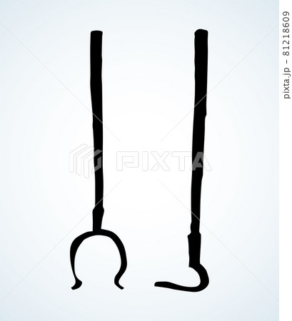 Old fire iron poker. Vector drawing 81218609