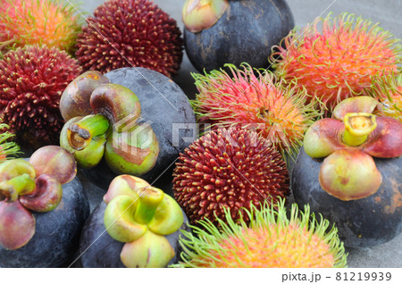 Ripe mangosteen, rambutans and pulasan Ripe mangosteen, rambutans and pulasan 81219939