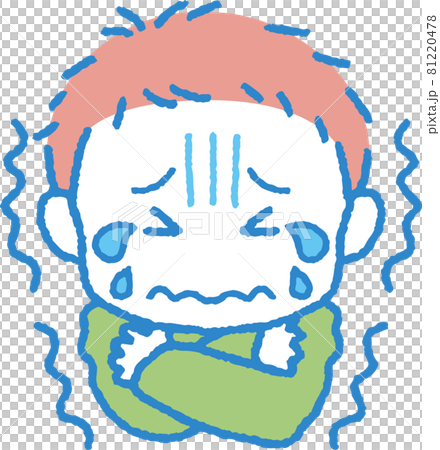 Illustration of a boy trembling in the cold Illustration of a boy trembling in the cold 81220478