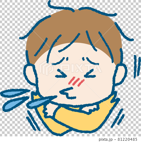 くしゃみをする男の子のイラストのイラスト素材