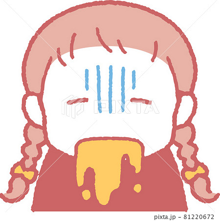 嘔吐する女の子のイラストのイラスト素材