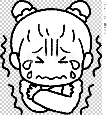 寒さに震える女の子のイラストのイラスト素材