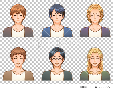 大人の男性の髪型イラスト素材セット 81222009