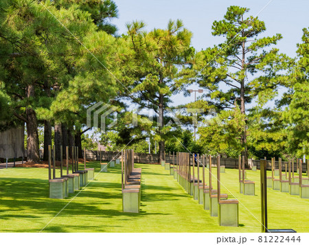 Sunny view of the Oklahoma City Memorial chairs Sunny view of the Oklahoma City Memorial chairs 81222444