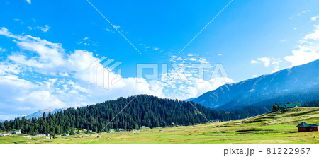 Beautiful mountain & cloudy sky view of Jammu and Kashmir 81222967