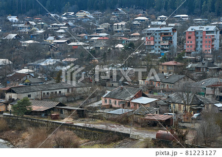 Small village in the mountains. Settlement in an ecologically clean place with clean air 81223127