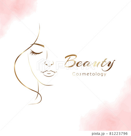 Vector woman in gold profile template logo or abstract concept for beauty salons. Cosmetics, medical center, fashion and beauty industry. Abstract logo. Vector File 81223796