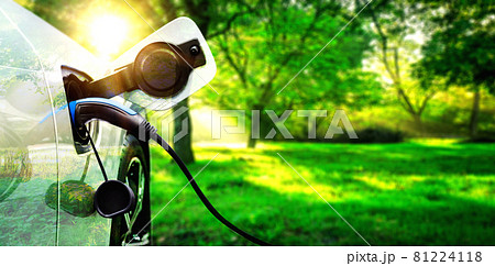 EV charging station for electric car in concept of green energy and eco power EV charging station for electric car in concept of green energy and eco power 81224118