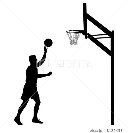 Silhouette Of A Basketball Player On A White のイラスト素材