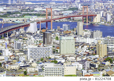 高塔山からの眺望　美しい若戸大橋（福岡県北九州市） 81224708