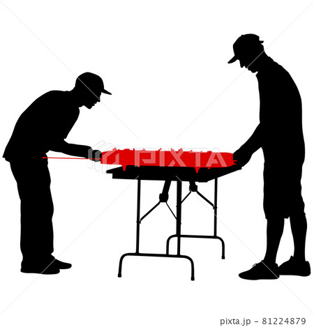 Silhouette two men playing table hockey on a white background Silhouette two men playing table hockey on a white background 81224879