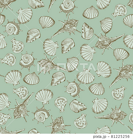 貝殻のシームレスなパターン テキスタイル 壁紙 包装紙のデザイン のイラスト素材