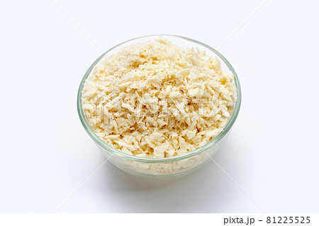 Bread Crumbs glass bowl on white background. 81225525