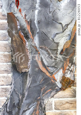 Embossed texture of an old facade brick wall Embossed texture of an old facade brick wall 81226053