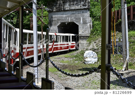 トンネルへ入る黒部渓谷トロッコ電車 トンネルへ入る黒部渓谷トロッコ電車 81226699