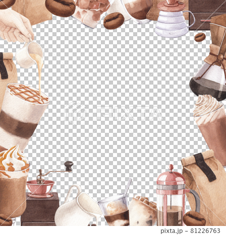 Coffee frame watercolor Coffee frame watercolor 81226763