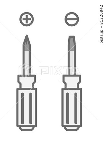 プラスとマイナスの工具ドライバーのイラスト素材