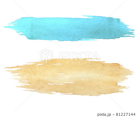 Long watercolor brush strokes, yellow and blue, isolated, in vector. Long watercolor brush strokes, yellow and blue, isolated, in vector. 81227144