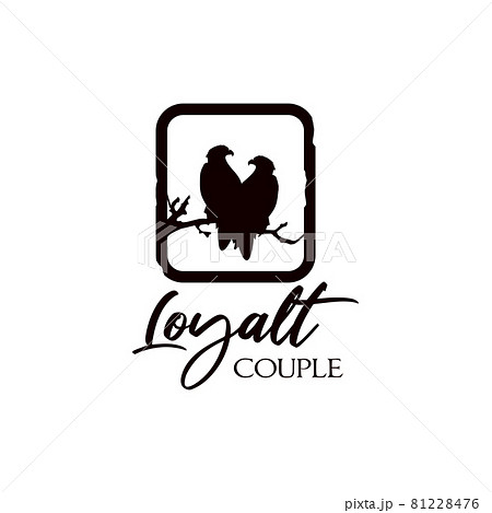 pair of eagles stand at branch logo design 81228476