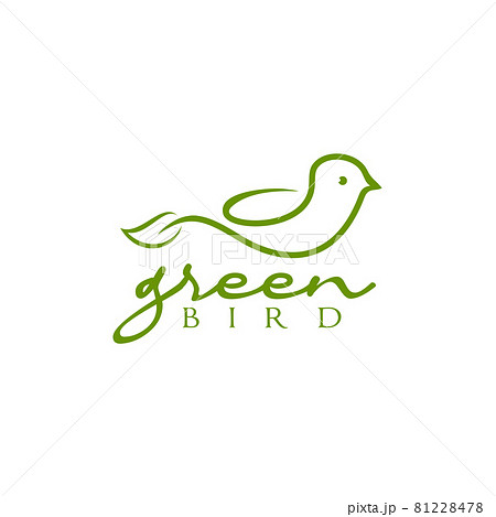 Line art green leaf littlei bird logo design Line art green leaf littlei bird logo design 81228478