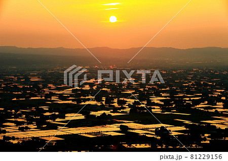 【富山県】散居村の夕景 81229156