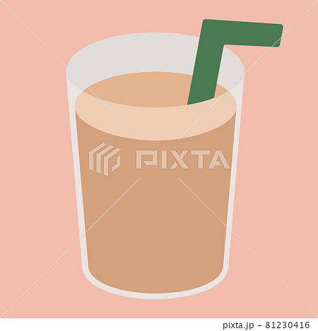 シンプルでかわいいアイスカフェラテのイラストのイラスト素材