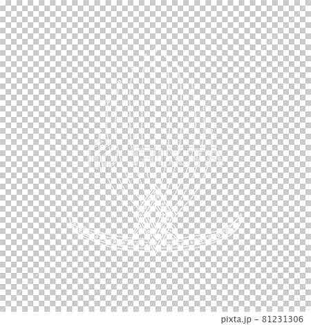 孔雀の羽根のような飾りのついたダイヤモンドと真珠のティアラ　手描きの線画イラスト（白）_021 81231306