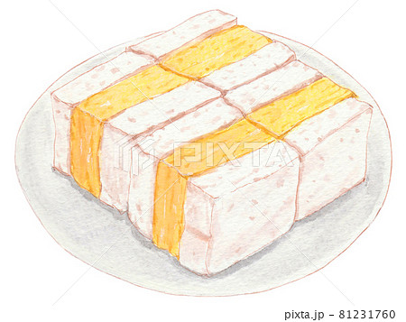 手描き飲食メニュー 厚焼き玉子サンドのイラスト素材 [81231760