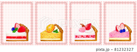 フルーツのケーキの色鉛筆画フレーム 81232327