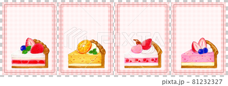 フルーツのケーキの色鉛筆画フレーム 81232327