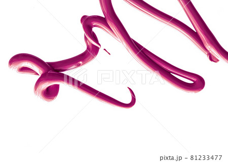 Purple beauty cosmetic texture isolated on white background, smudged makeup emulsion cream smear or foundation smudge, cosmetics product and paint strokes 81233477