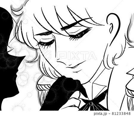 少女漫画金髪イケメン王子様にプロポーズされた女の子の横顔イラストのイラスト素材