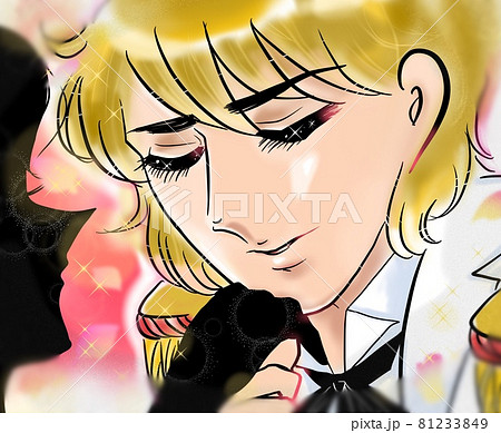 少女漫画金髪イケメン王子様にプロポーズされた女の子の横顔イラストのイラスト素材
