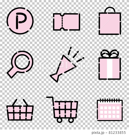 Icon set 02 (pink, simple and cute icon set that can be used for shopping, etc.) 81233855