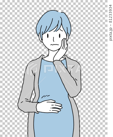 Illustration of a pregnant woman who is worried about putting her hand on her stomach Illustration of a pregnant woman who is worried about putting her hand on her stomach 81233934