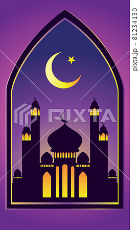 Crescent moon with mosque 81234130