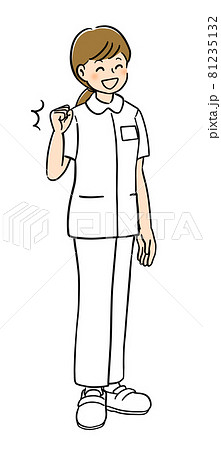 元気な看護師のイラスト 白のユニフォーム のイラスト素材