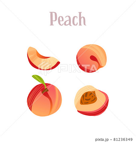Delicious fresh peaches, whole and sliced fruits. 81236349
